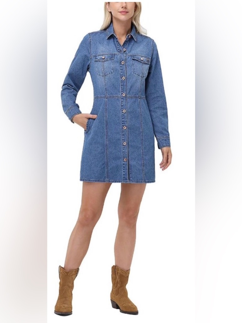 Frye Blue Denim Shirt Dress. NWT